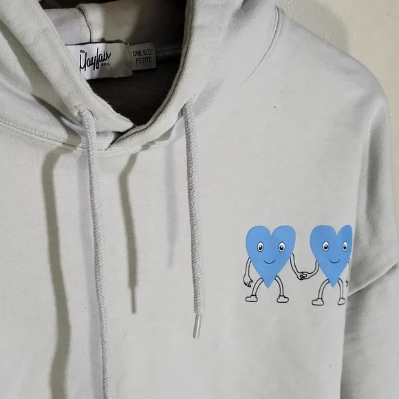 Oversized White Hoodie with Blue Graphic Text - Picture 8 of 9